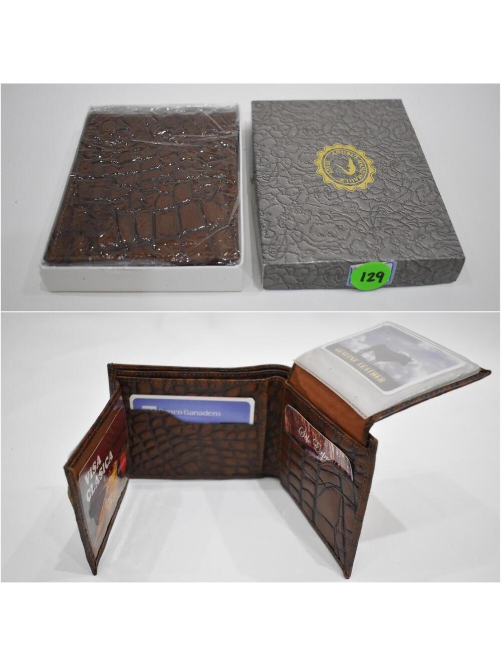 Andrue Handmade Italian Leather Crocodile Pressed Men Male Bifold Wallet 129